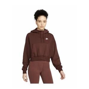 Nike Sportswear Essentials Women’s Brown Hooded Cropped Sweater Size M